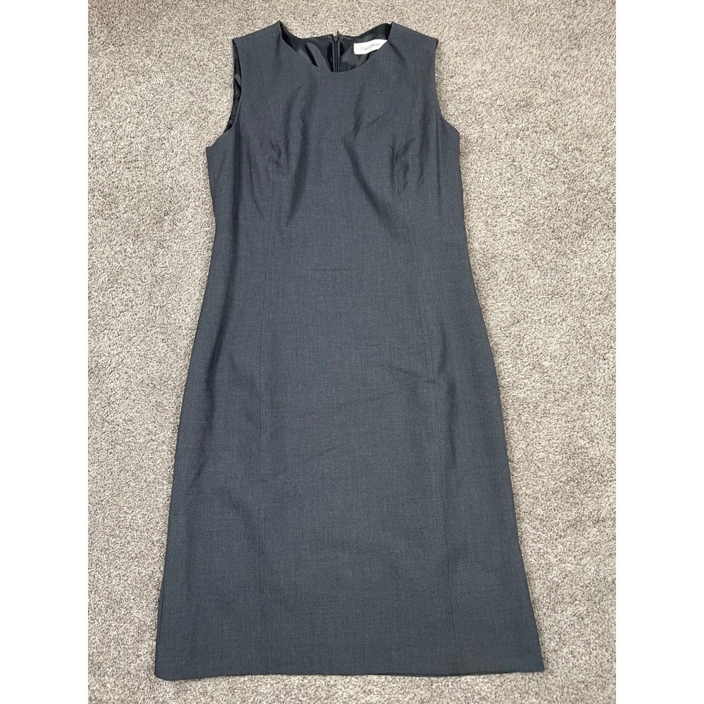 Calvin Klein Dress Womens 10 Gray Shift Mini Business Office Classic Minimal